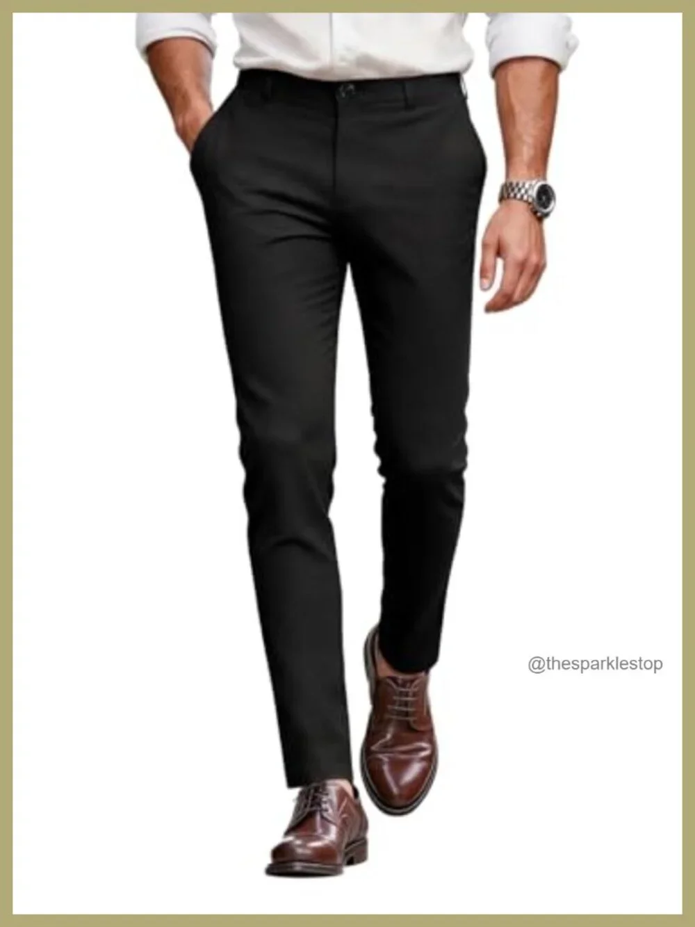 Slim Fit Stretch Chinos Dress Pants Men Business Casual Khakis Lightweight Twill